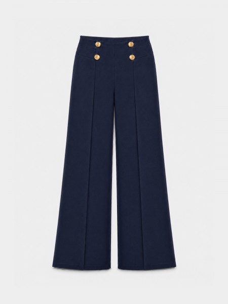 Wide-leg trousers with buttons
