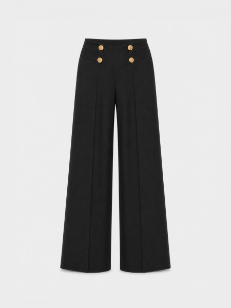 Wide-leg trousers with buttons