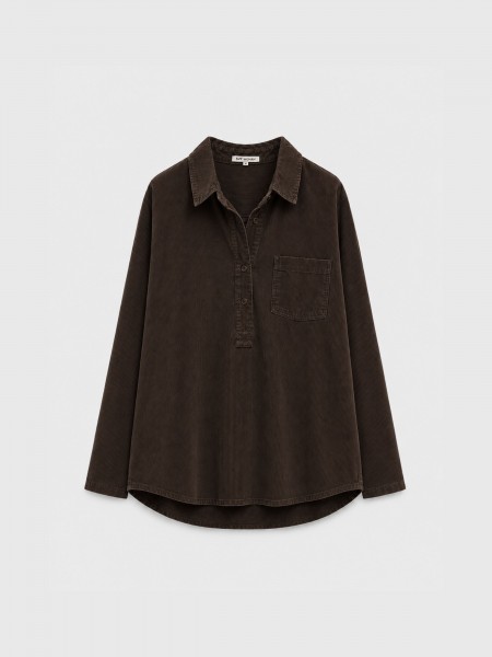 Chemise en velours c�tel� avec poche
