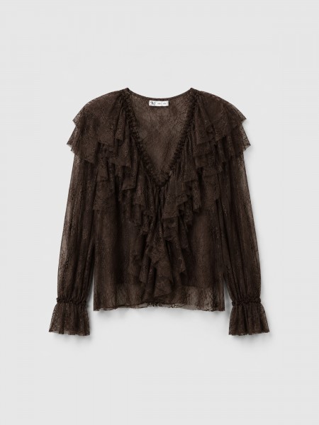Lace blouse with ruffles