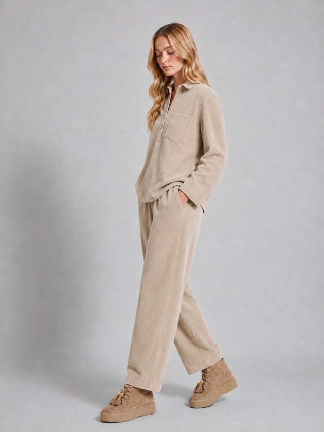Corduroy trousers with elastic waistband Corduroy trousers with elastic waistband