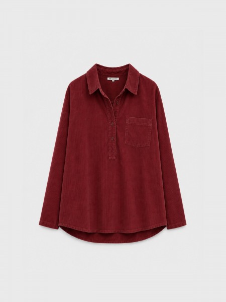 Chemise en velours c�tel� avec poche