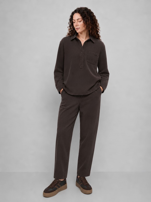 Pantalon en velours c�tel� avec taille �lastiqu�e