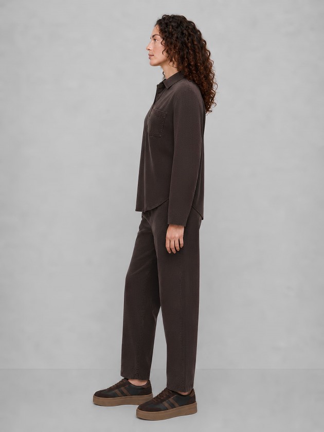 Pantalon en velours c�tel� avec taille �lastiqu�e