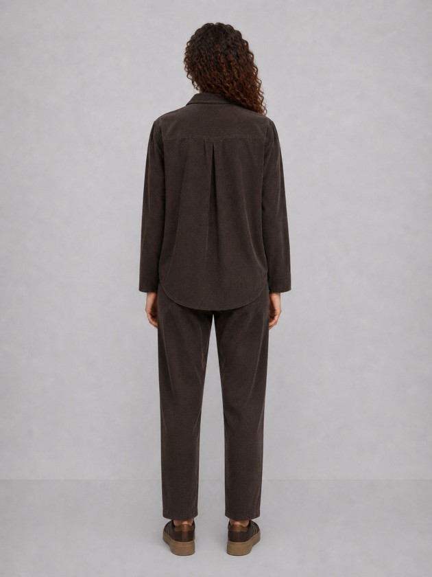 Pantalon en velours c�tel� avec taille �lastiqu�e