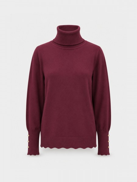 Knitted sweater with a high neck