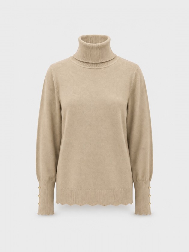 Knitted sweater with a high neck