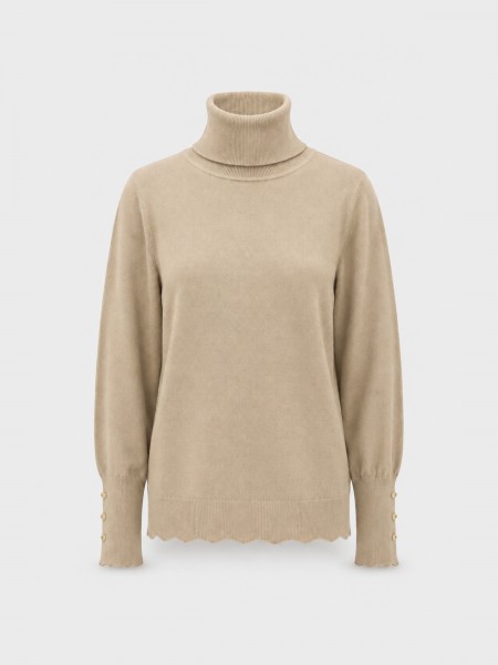 Knitted sweater with a high neck
