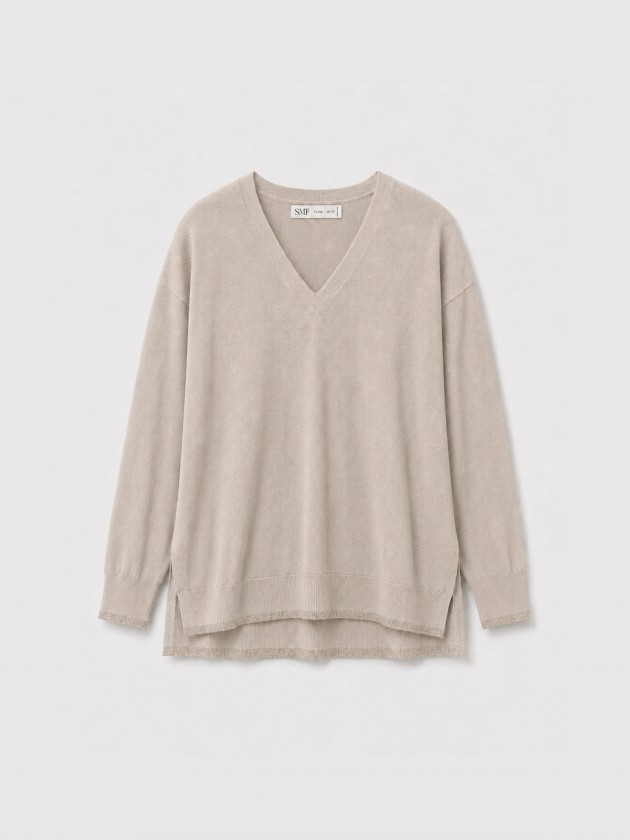 Pull en maille � col en v