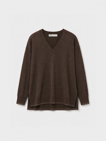 Pull en maille � col en v