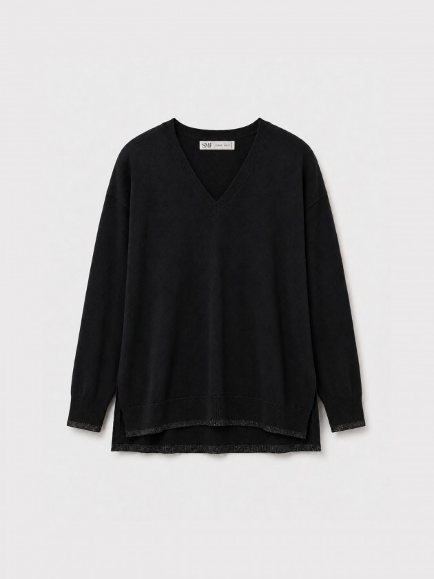 Pull en maille � col en v