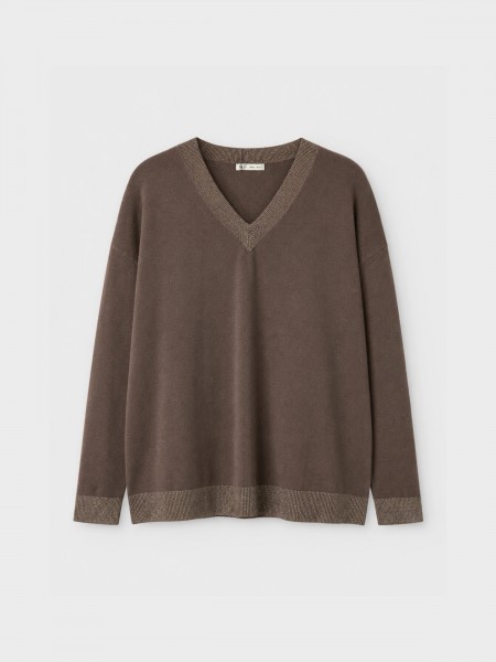 Pull en maille � col en v