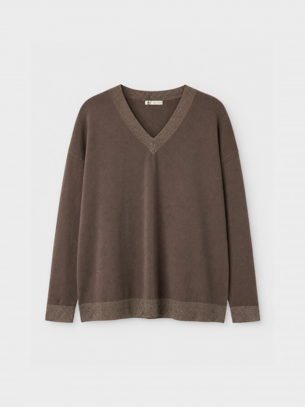 Pull en maille � col en v