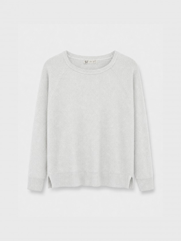 Camisola de malha com fio metalizado Camisola de malha com fio metalizado