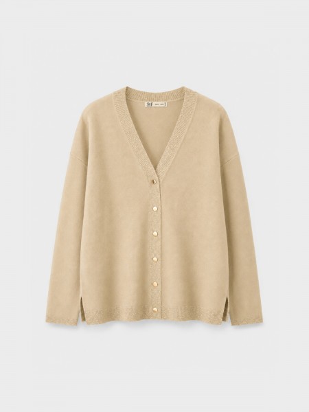 Veste tricot�e avec fil m�tallique