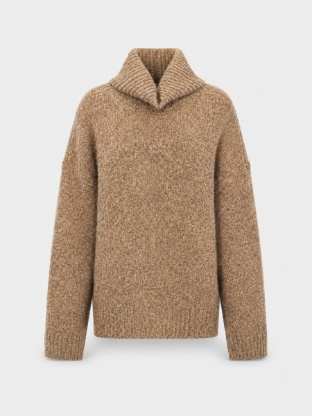 Knitted sweater with a high neck