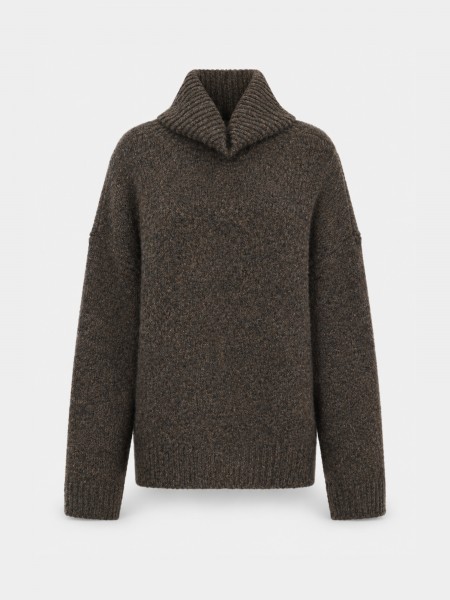 Knitted sweater with a high neck