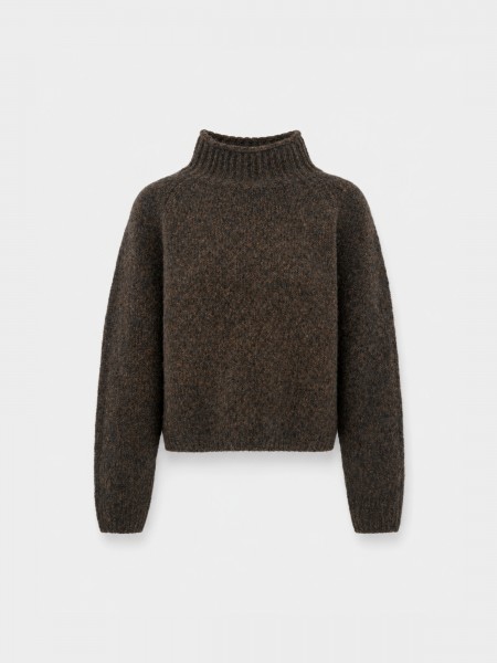 Knitted sweater with a high neck