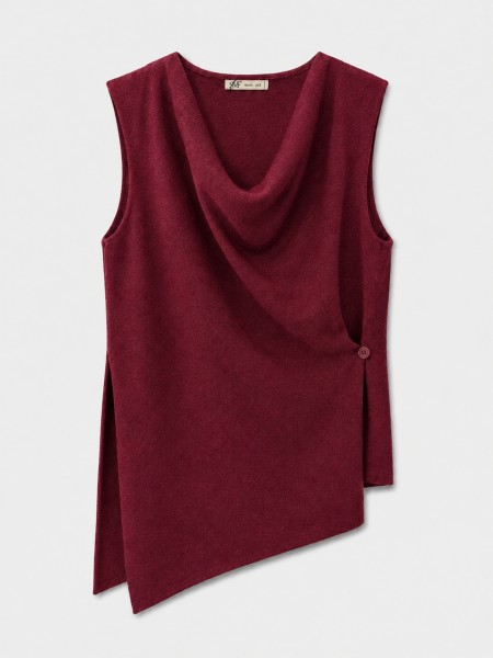 Knitted vest with draped neckline