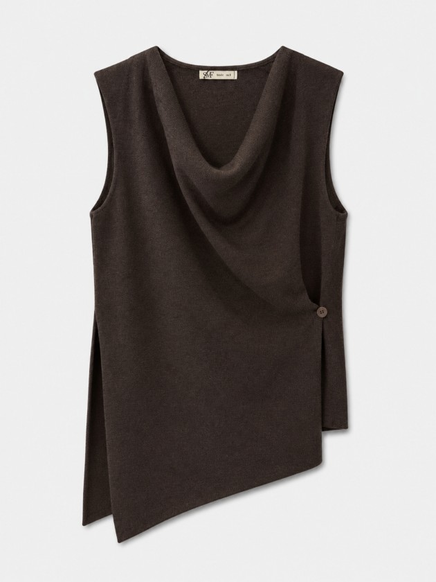 Knitted vest with draped neckline