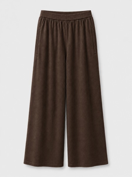 Pantalon � jambes larges avec taille �lastique.