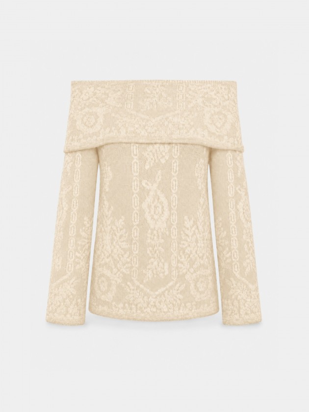 Camisola de malha jacquard com ombros descobertos