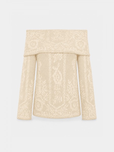 Camisola de malha jacquard com ombros descobertos