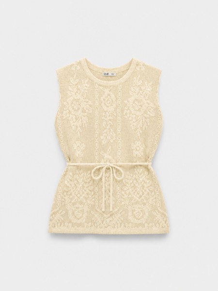 Gilet en dentelle avec ceinture
