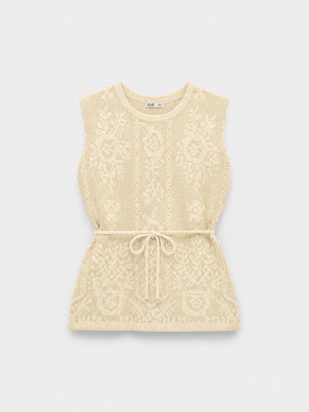 Lace vest with belt