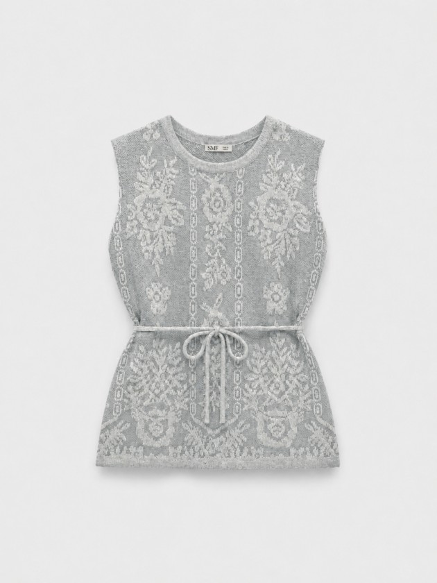 Lace vest with belt