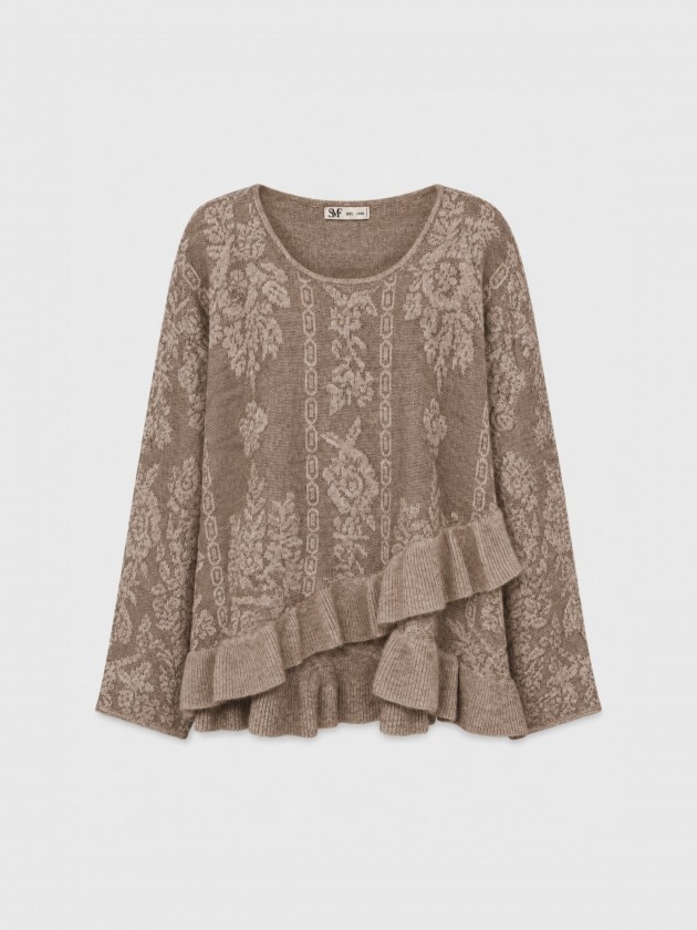 Camisola de malha com folhos Camisola de malha com folhos