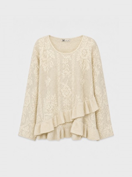 Camisola de malha com folhos