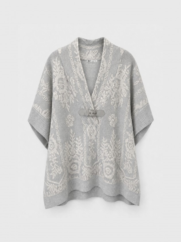 Poncho de malha com fivela