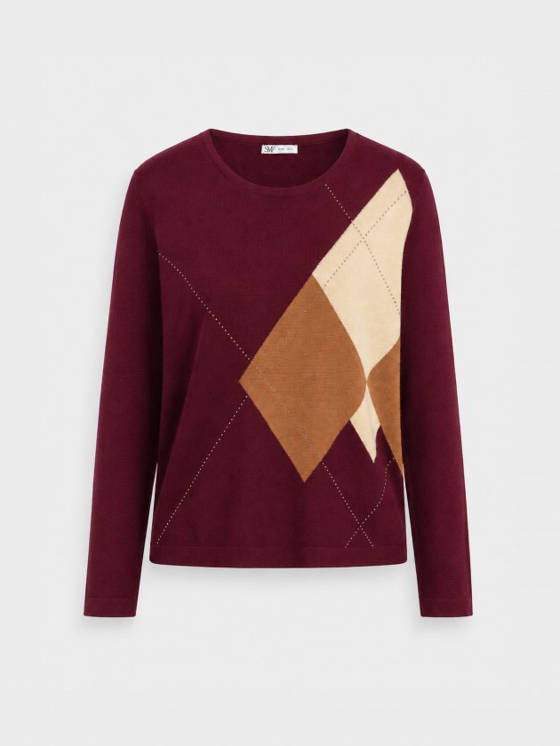 Pull tricoté à motif losanges Pull tricoté à motif losanges