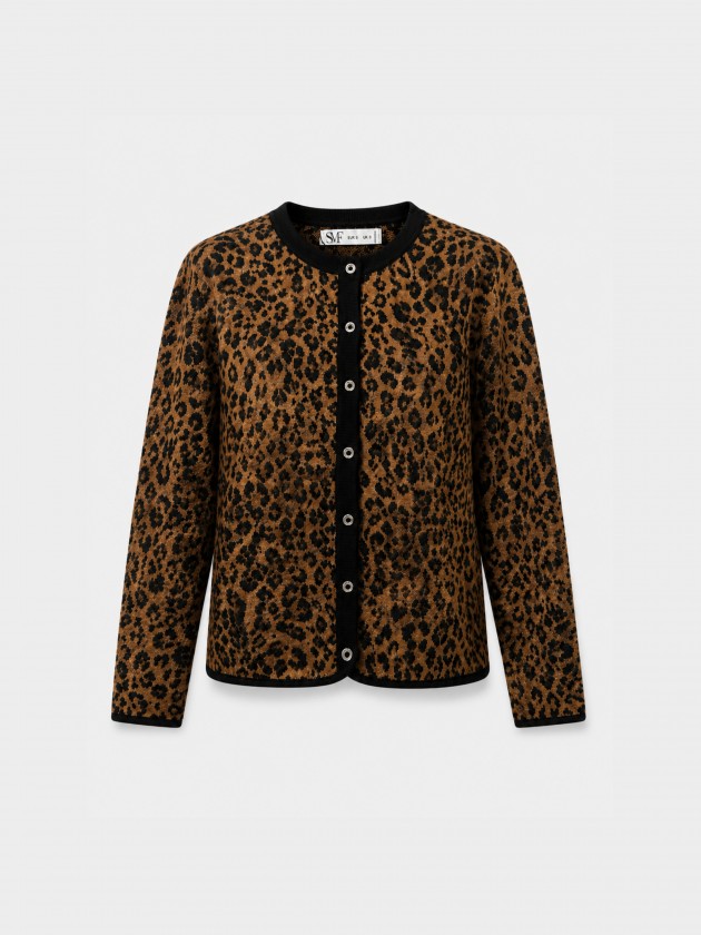 Animal print knit jacket