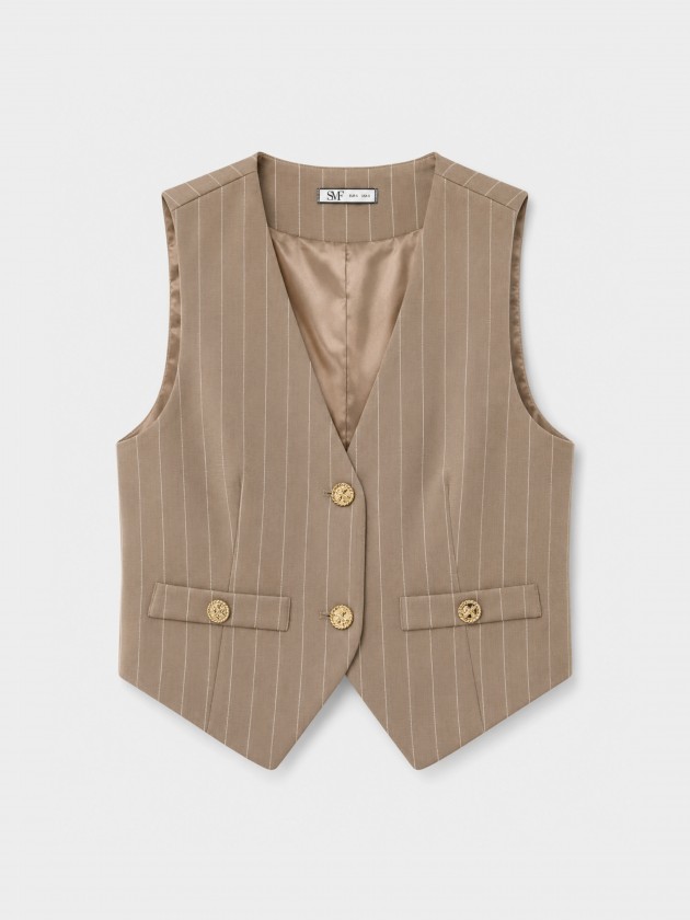 Striped vest with gold buttons Striped vest with gold buttons