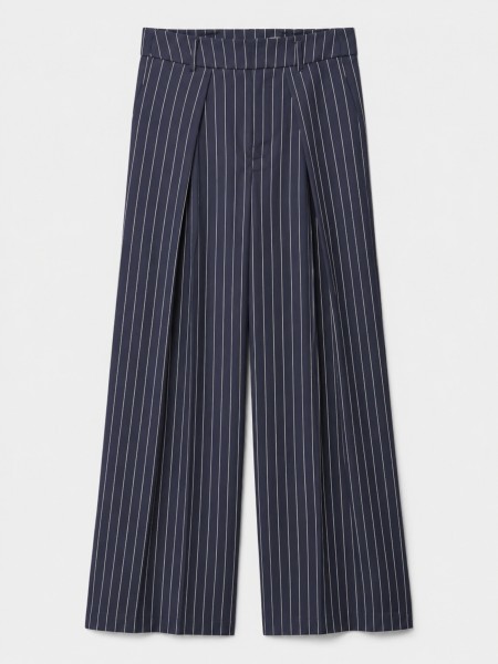 Pantalon ray� � jambes larges
