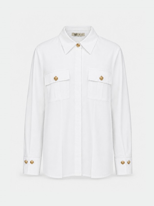 Camisa com bolsos e botões metálicos Camisa com bolsos e botões metálicos