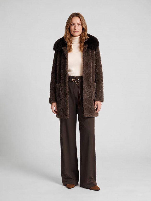 Coat with fur collar Coat with fur collar