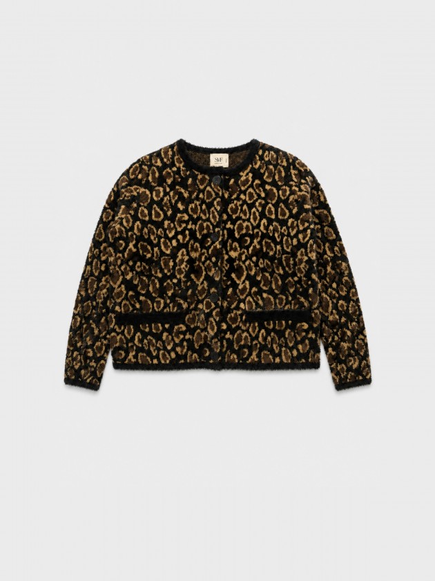 Casaco curto animal print
