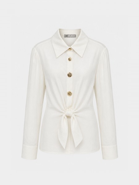 Shirt with a tie and belt