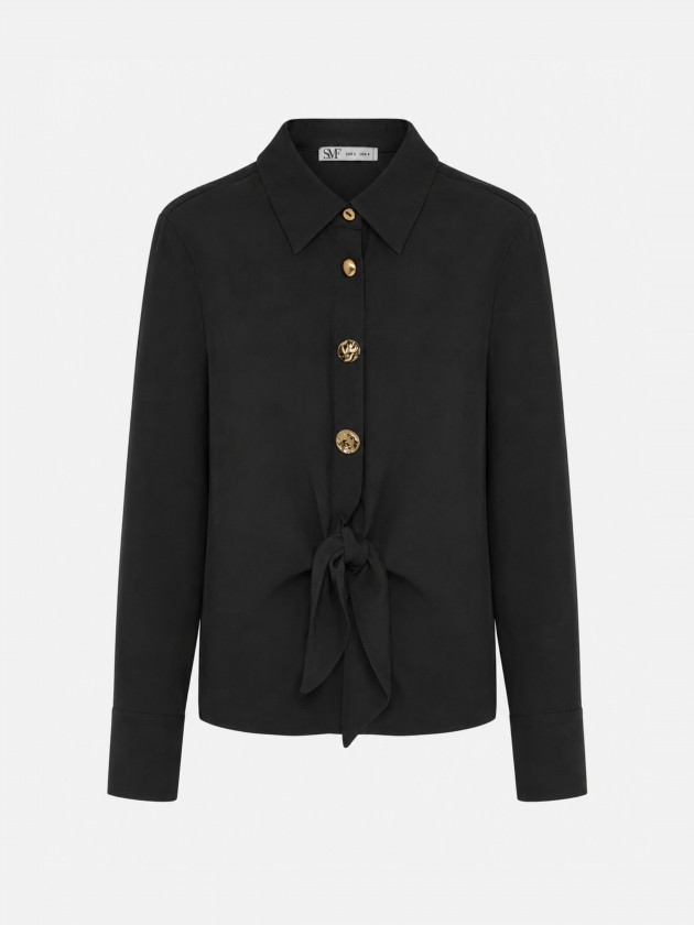 Camisa cintada com laço Camisa cintada com laço
