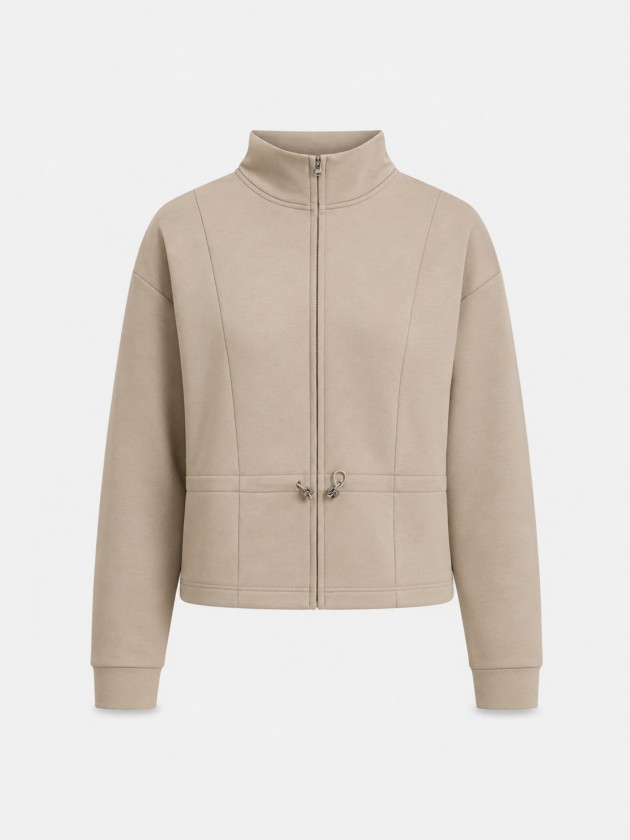Jacket with zipper and drawstring. Jacket with zipper and drawstring.