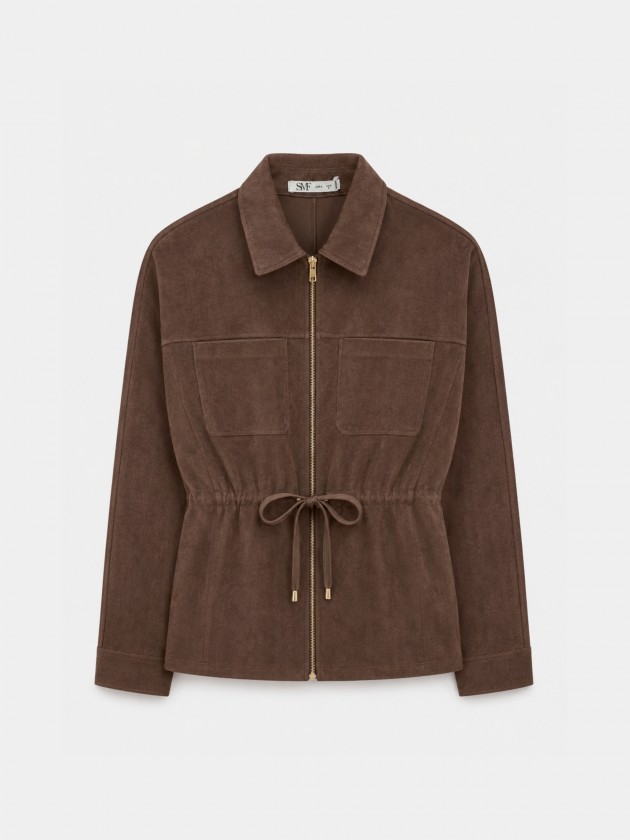Jacket with adjustable drawstring