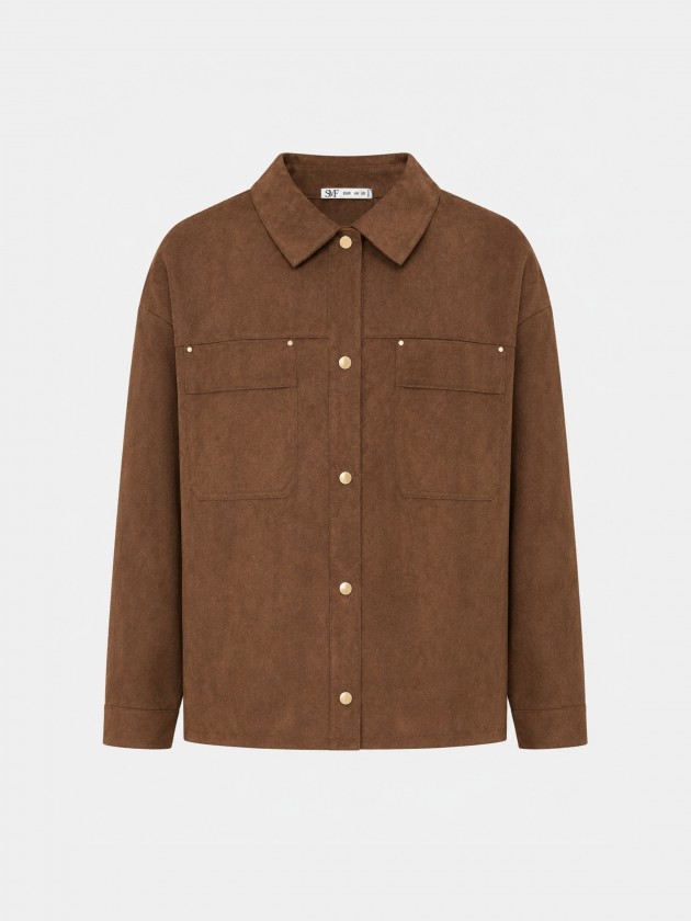 Suede-effect overshirt