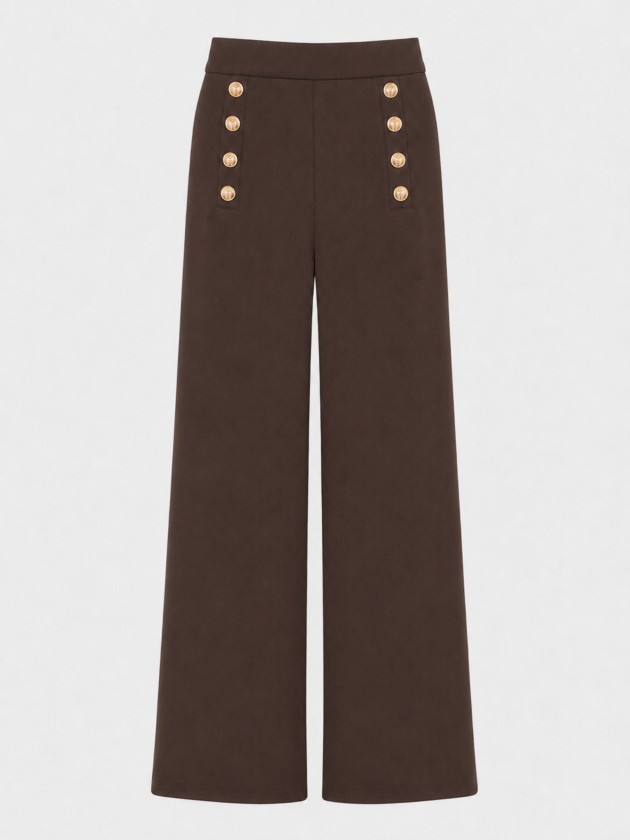 Trousers with metal buttons