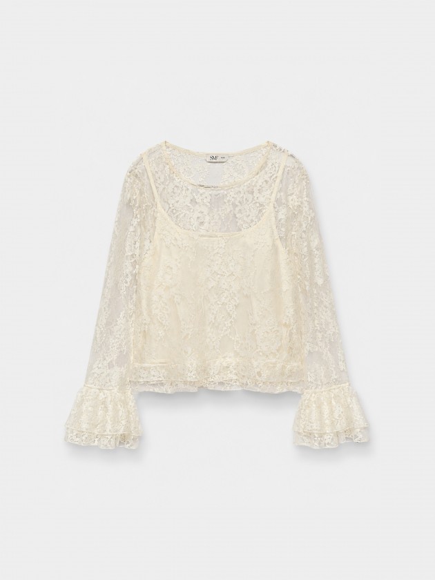 Lace top with ruffles