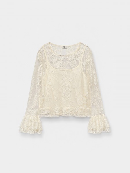 Lace top with ruffles