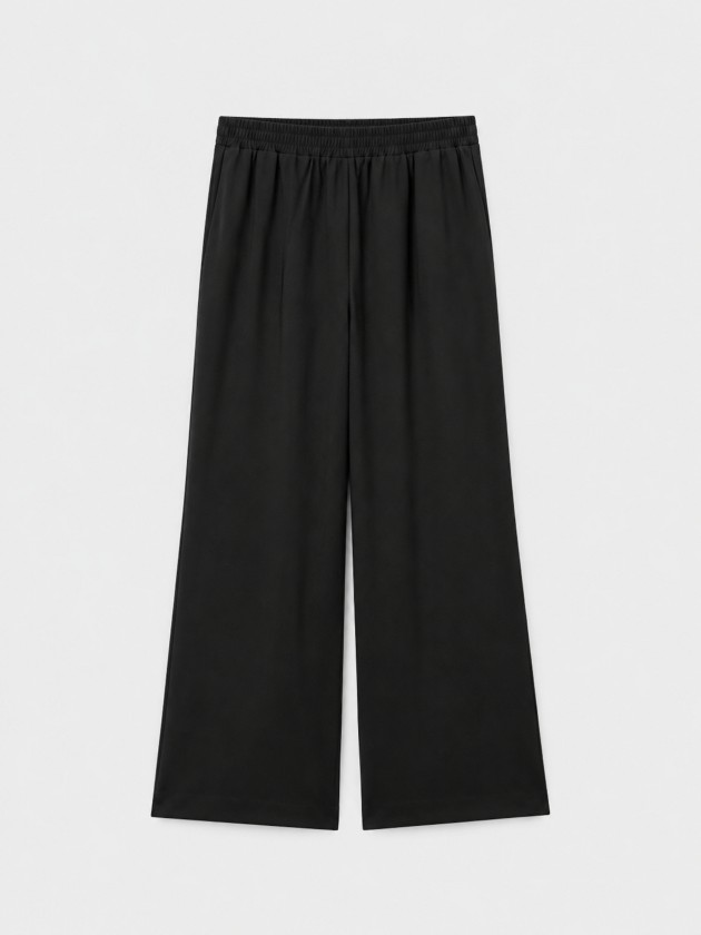Wide-leg trousers with elastic waistband