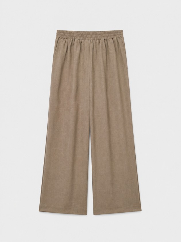Wide-leg trousers with elastic waistband
